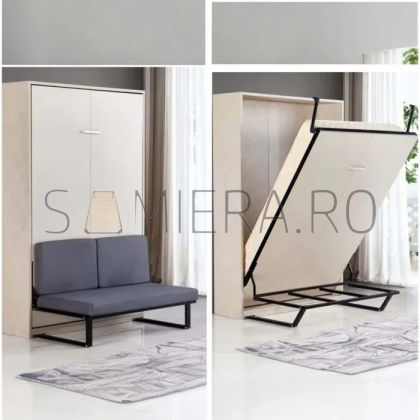 Sistem de pat rabatabil vertical, cu șezut pliabil