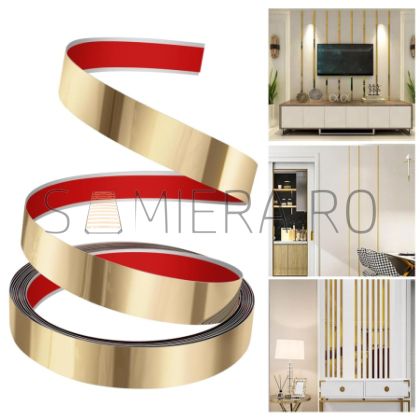 Bandă metalică adezivă din inox, finisaj oglindă, Gold