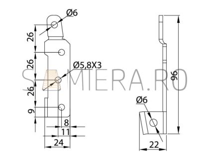 Element cuplare colț M02010331, 96 mm