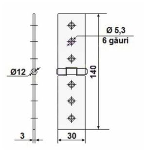 Balama pliabilă VF010, 140x30 mm
