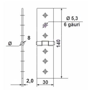 Balama pliabilă VF011, 140x30 mm