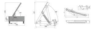 Mecanism ridicare capac M02010130 (mecanism mini pentru pat, 60°)