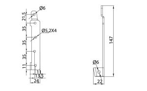 Element cuplare colț M02010330, 147 mm