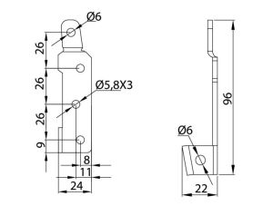 Element cuplare colț M02010331, 96 mm