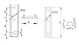 Șină de cuplare VF005-5, 120 mm, S=1,5 mm